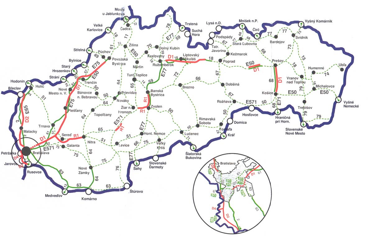 Платные дороги в словакии карта